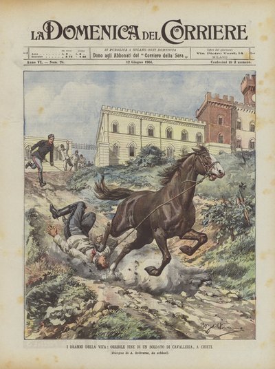 キエティでの人生のドラマ、騎兵の恐ろしい終わり 作： Achille Beltrame