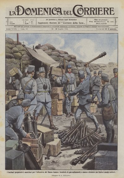 下部イゾンツォの攻撃的窒息ガスボンベのための野蛮なオーストリアの準備？ 作： Achille Beltrame