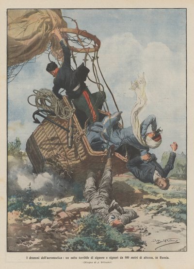 空軍のドラマ、ロシアでの高さ800メートルからのご列席の皆様の恐ろしいジャンプ 作： Achille Beltrame