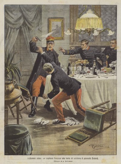 親密な劇、ウダード将軍を殺そうとするフランスの船長 作： Achille Beltrame