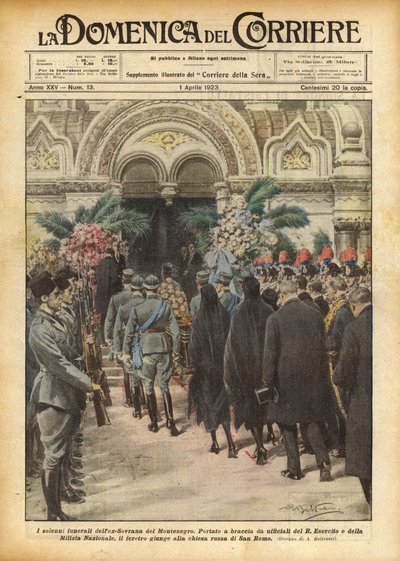 モンテネグロの旧ソブリンの荘厳な葬儀 作： Achille Beltrame