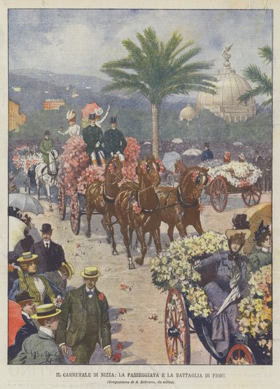 素敵なカーニバル、遊歩道、花の戦い 作： Achille Beltrame