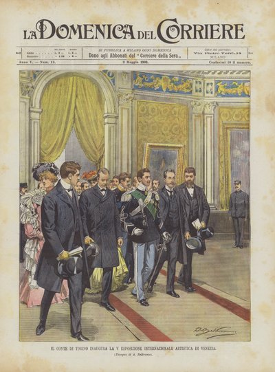 トリノ伯爵が第5回ヴェネツィア国際芸術展を開会 作： Achille Beltrame