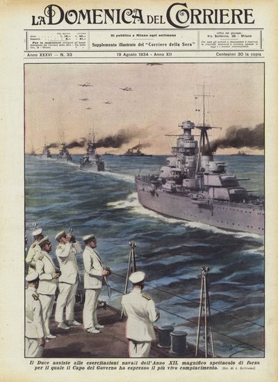 デュースは、XII年の海軍演習に参加しています。 作： Achille Beltrame