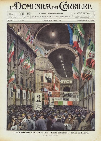 Il Plebiscito DellAnno XII-ガレリアのミラノの輝く夜 作： Achille Beltrame