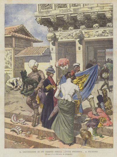 北京の紫禁城の寺院を略奪 作： Achille Beltrame
