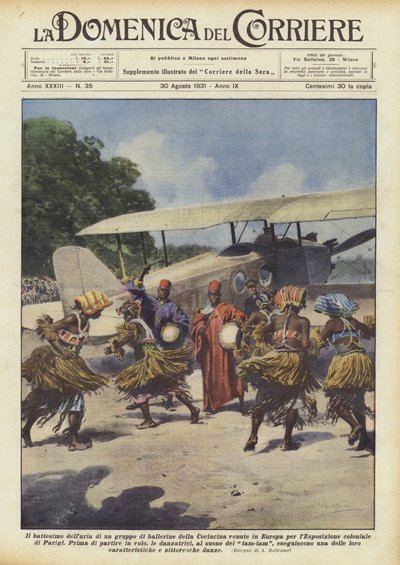 ヨーロッパに来たコシンシナダンサーのグループの空気の洗礼？ 作： Achille Beltrame
