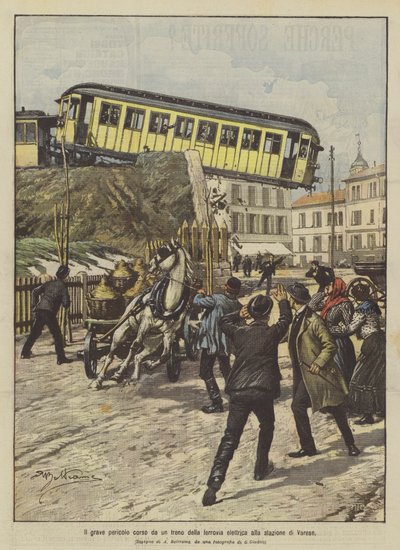 ヴァレーゼ駅で電車が走った深刻な危険 作： Achille Beltrame