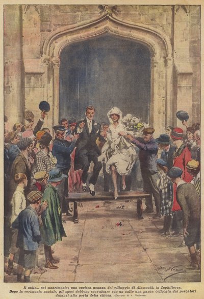 ジャンプ？結婚して、イギリスのアルンマスの村からの奇妙な習慣 作： Achille Beltrame