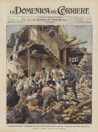 カラブリア地震、家の瓦礫の下で女の子はまだ生きていますか？ 作： Achille Beltrame