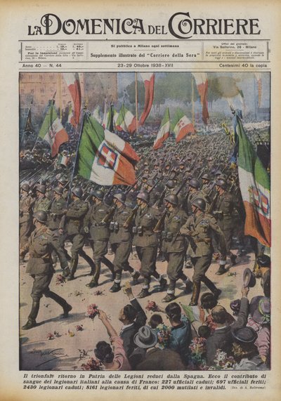 スペインから戻ってきた軍団の故郷への勝利の勝利 作： Achille Beltrame