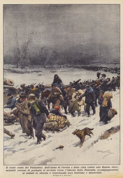フィンランド人の悲しい脱出 作： Achille Beltrame