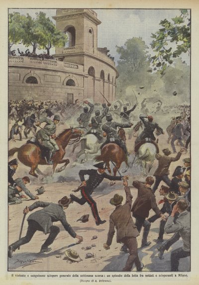 先週の暴力的で流血なゼネスト、間の戦いのエピソード？ 作： Achille Beltrame