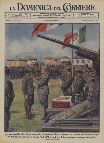 東の正面の場所で、メッセ将軍は古い軍団の兵士に配達しますか？ 作： Achille Beltrame