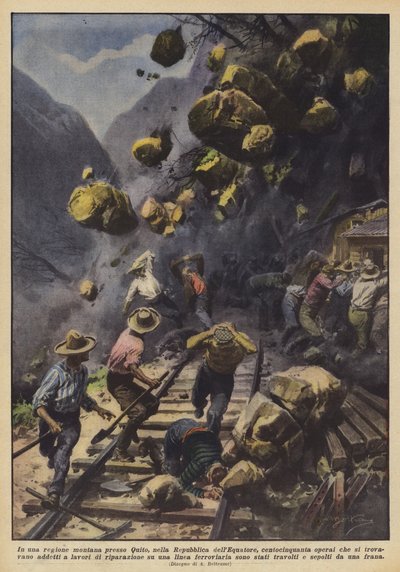 赤道共和国のキト近くの山岳地帯で、150人の労働者は誰ですか？ 作： Achille Beltrame