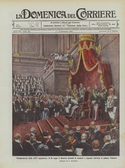 XXIV立法の発足、国王は上院議員と議員の前で演説を読みますか？ 作： Achille Beltrame
