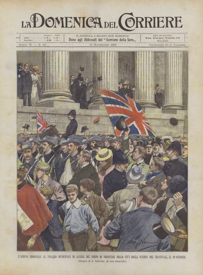 戦争からロンドン市役所に勝利したのは？ 作： Achille Beltrame