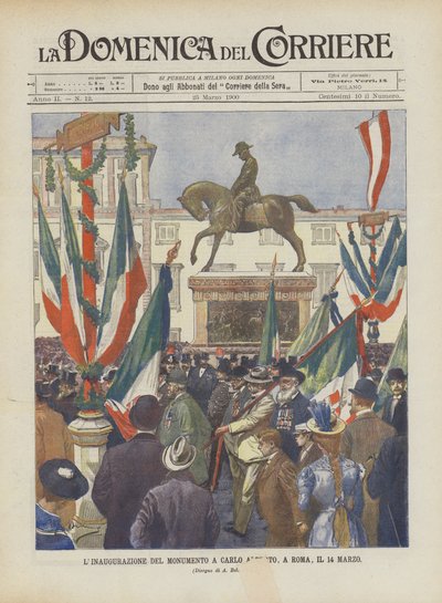 3月14日、ローマのカルロアルベルト記念碑の就任式 作： Achille Beltrame