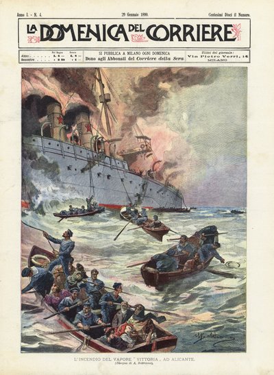 アリカンテのビクトリア蒸気火 作： Achille Beltrame