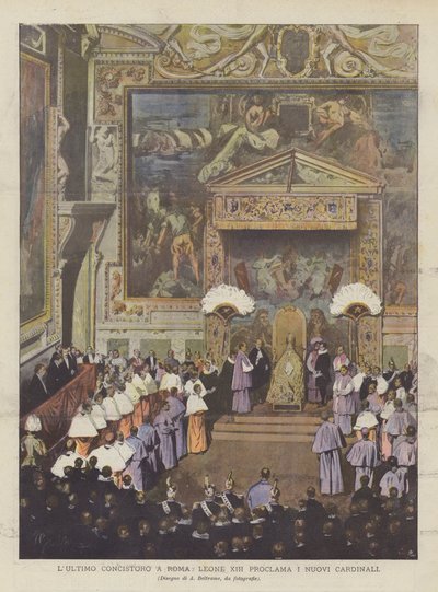 ローマで最後の構成、レオXIIIは新しい枢機卿を宣言します 作： Achille Beltrame