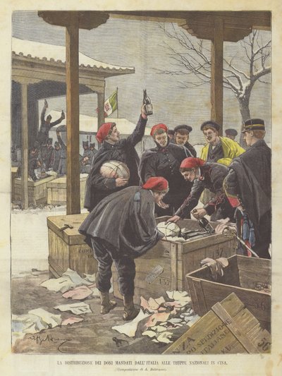 イタリアから中国の国軍への贈り物の配布 作： Achille Beltrame