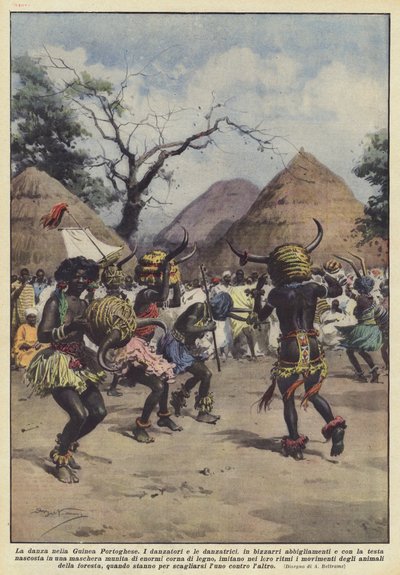 ポルトガルギニアでのダンス 作： Achille Beltrame