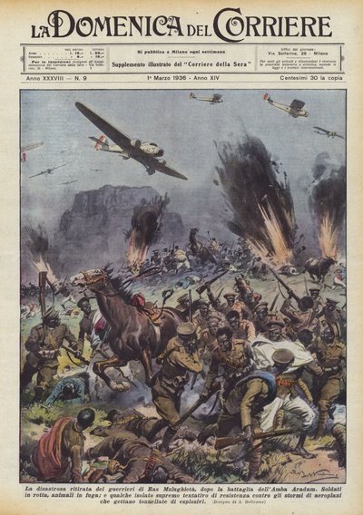 アンバアラダムの戦い後のラスムルギエタの戦士の悲惨な退却 作： Achille Beltrame