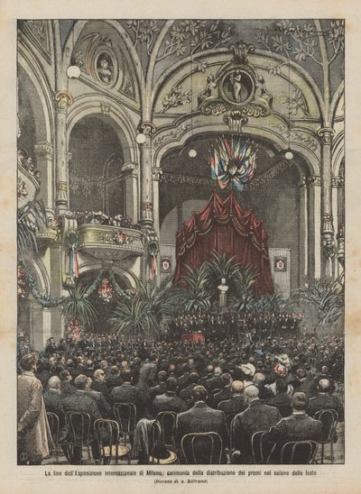 ミラノ万国博覧会の終了、パーティーホールでの賞品の配布の式典 作： Achille Beltrame