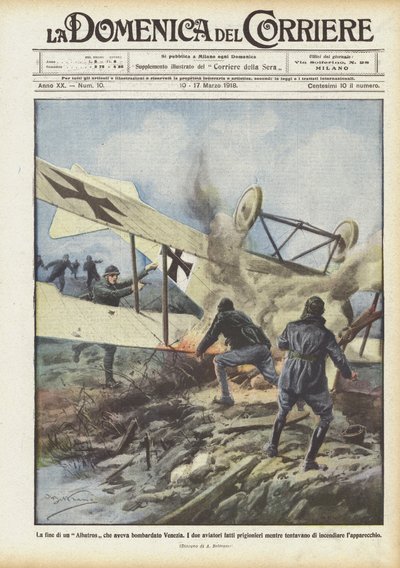 ベニスを爆撃したアルバトロスの終わり 作： Achille Beltrame