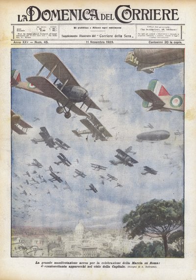 ローマの行進を祝うための素晴らしい空中デモ、270 作： Achille Beltrame