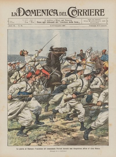 モロッコでの戦争、ホワイトハウスのすべての偵察中のプロボスト司令官の暗殺 作： Achille Beltrame