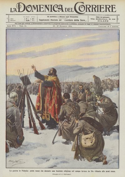 ポーランドでの戦争は、野外での宗教的奉仕中に神から召喚されたロシアの司祭ですか？ 作： Achille Beltrame
