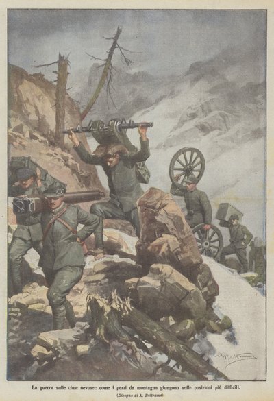 雪山での戦争、山の駒が最も難しい位置に到達する 作： Achille Beltrame