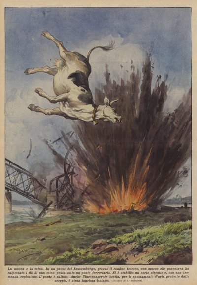 牛と地雷 作： Achille Beltrame
