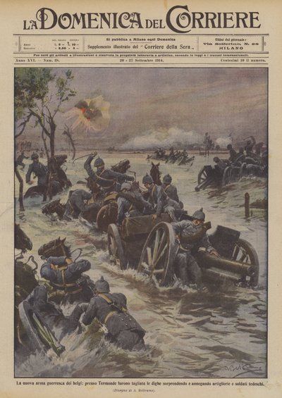 ベルギー人の新しい戦争兵器、テルモンデでダムが切断されたことは意外でしたか？ 作： Achille Beltrame
