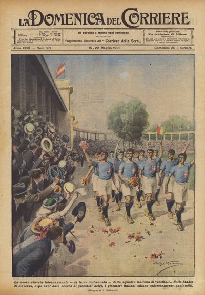イタリアのサッカーチームによる、今年で3番目の新しい国際勝利 作： Achille Beltrame