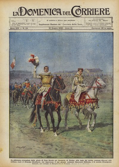 トリノのカロセロにあるサヴォイ家の栄光の絵のような喚起 作： Achille Beltrame