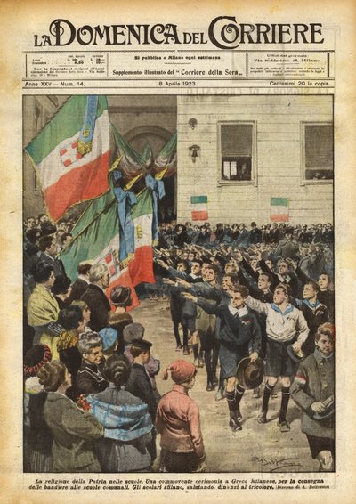学校における祖国の宗教 作： Achille Beltrame