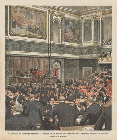 共和国大統領の選挙のためのベルサイユでの国民議会の会議？ 作： Achille Beltrame