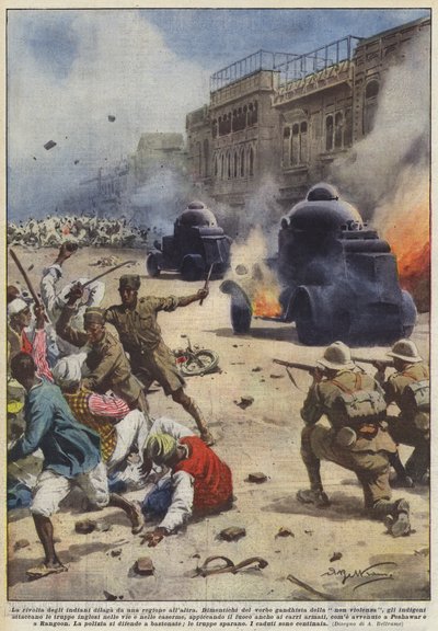 インドの蜂起はある地域から別の地域へと蔓延しています 作： Achille Beltrame
