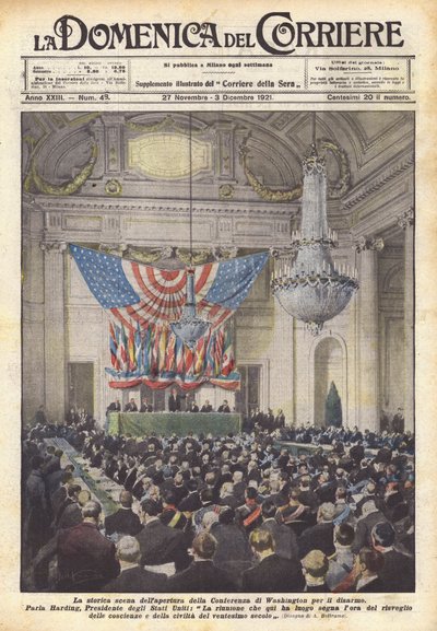 軍縮に関するワシントン会議の開会の歴史的なシーン 作： Achille Beltrame