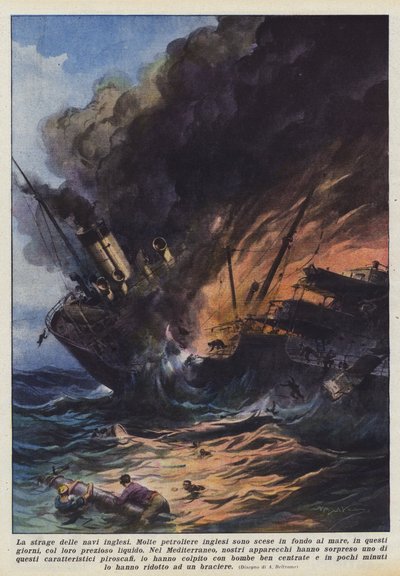 イギリス船の虐殺 作： Achille Beltrame