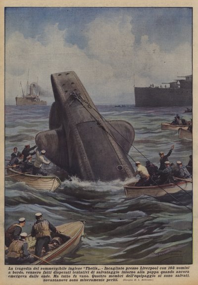 イギリスの潜水艦テティスの悲劇 作： Achille Beltrame