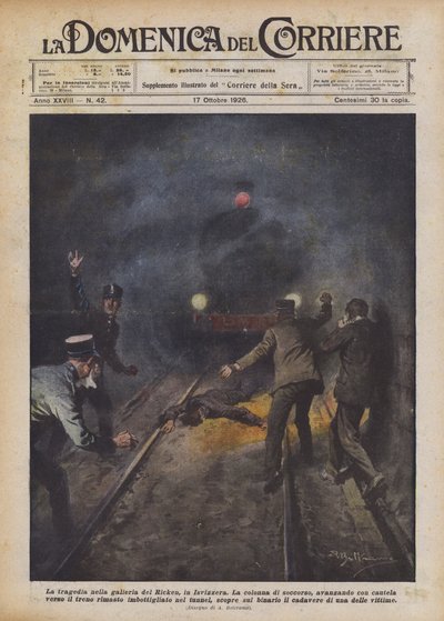 スイスのリッケントンネルの悲劇 作： Achille Beltrame