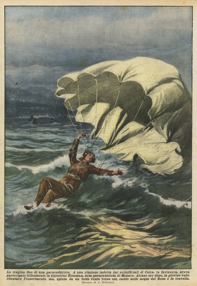 落下傘兵の悲劇的な終わり 作： Achille Beltrame