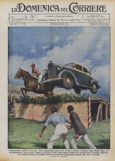 馬に対する車 作： Achille Beltrame