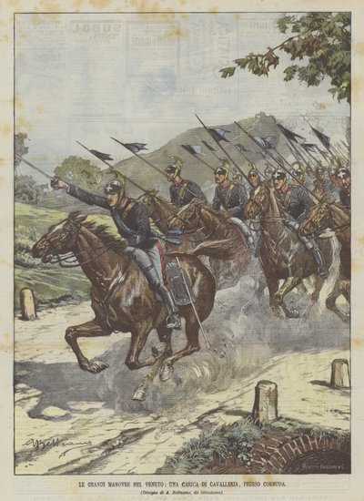 Cornuda近くのベネトの大作戦、騎兵隊の突撃 作： Achille Beltrame