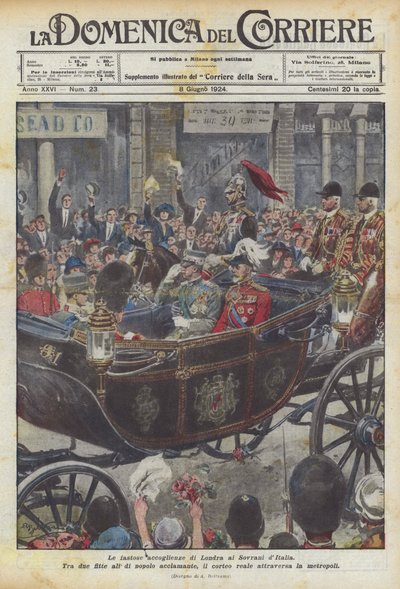 イタリアの主権者へのロンドンの豪華なレセプション 作： Achille Beltrame