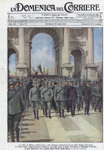 五日間の記念日に、軍と海軍にミラノの当事者 作： Achille Beltrame