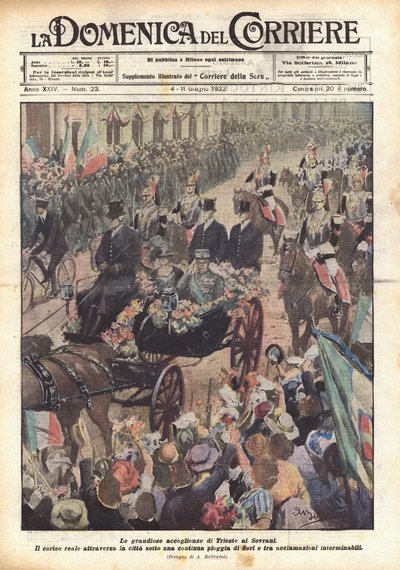ソブリンへのトリエステの壮大な歓迎 作： Achille Beltrame